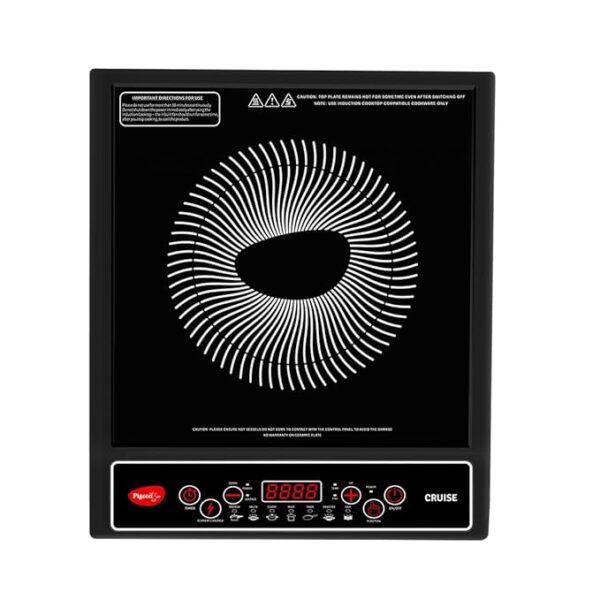 click to see full view 5 videos 2+ pigeon by stovekraft cruise 1800 watt induction cooktop with crystal glass,7 segments led display, auto switch off black